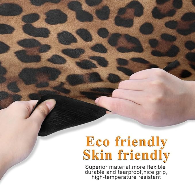 Leopard Print Yoga Mat Non Slip Natural Rubber Fitness Exercise Mat for Home Workout Gym Stretching Pilates Mats with Carrying Bag 71" x 26"