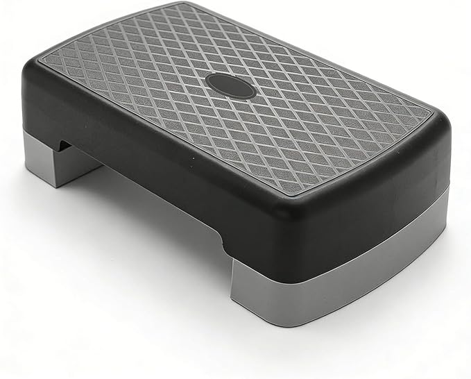 18" Workout Aerobic Stepper Platform with Adjustable Risers (4" & 6" Height) - Non-Slip Fitness Step for Home Gym, Cardio, Strength Training, 440 lbs Capacity, Black/Gray