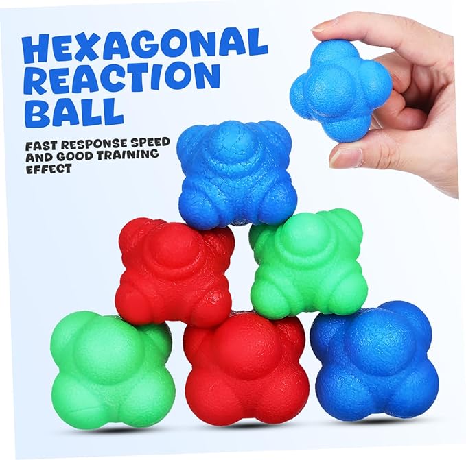 Happyyami 6Pcs Reaction Balls for Agility Training Durable Bouncing Balls for Reflex Coordination Improvement Versatile Sports Training Equipment for All Ages