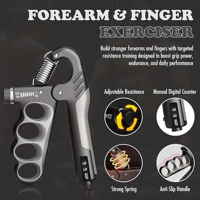 Adjustable Grip Strength Trainer Hand Gripper for Grip Strength, Forearm & Wrist Strengthener, Hand Exerciser for Strength Training & Therapy 11-220Lbs(5-100KG)