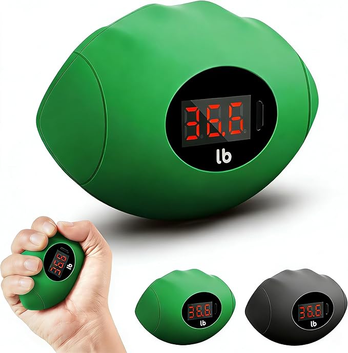 Hand Grip Strengthener, Rechargeable Digital Grip Strength Trainer with LCD Display Up to 220lbs/100kg, Silicone Hand Exercise Ball for Forearm Finger Training & Stress Relief, for Adults and Kids