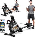 pooboo Magnetic Rowing Machine, Folding Rower with Combination Strength Exercise, Tablet Holder and Comfortable Seat Cushion, Rower for Home Use