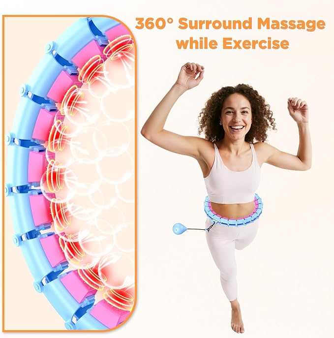 Weighted Hoop Fitness Circle – 32 Detachable Segments, 65-Inch Plus Size, Efficient Home Fitness and Weight Loss for Adults & Women