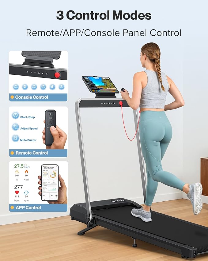 WELLFIT Walking Pad with 10% Incline, Under Desk Treadmill for Home and Office, Folding Portable Walking Pad Treadmill with Handle Bar, APP & Remote Control, 360/320 lbs Capacity