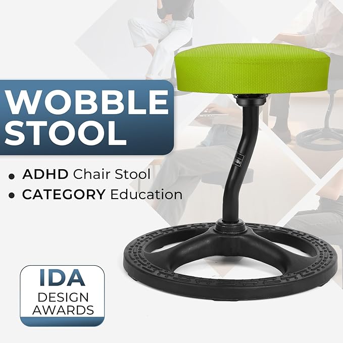 ADHD Chair for Kids, Yoga Chairs for Adults, Wobble Stool Active Flexible Seating Desk Chair with Non-Slip Base and Washable Seat Cover for Stability, Balance, Yoga, Office, School, Classroom