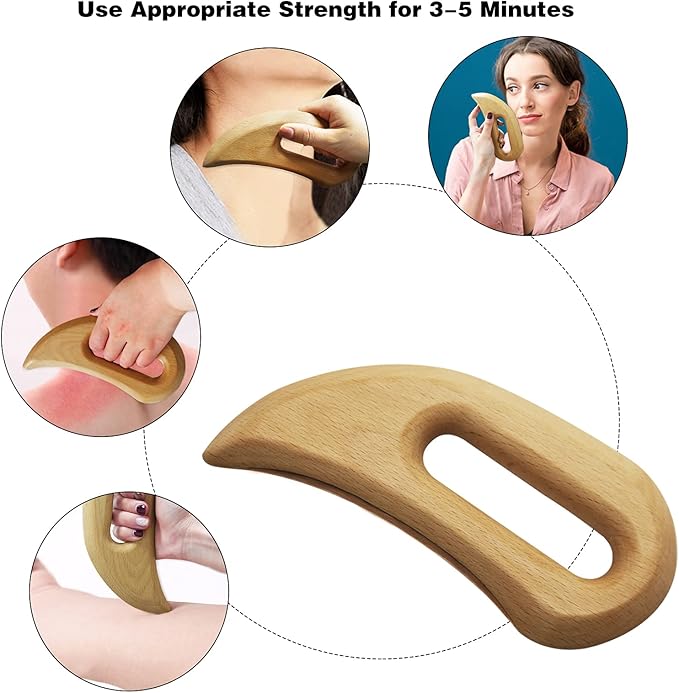 Openfly 2 PCS Wooden Gua Sha Massage Tools, Wood Massage Tools Includes Wood Therapy Massage Tools Lymphatic Drainage Tool, Wood GuaSha Tool for Anti Cellulite, Maderotherapy