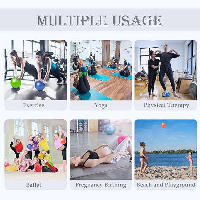 Soft Pilates Ball 9 Inch, Ideal Small Exercise Ball Between Knee Squeeze for Physical Therapy Yoga Core Medicine Abs Pt Bouncy, Mini Rubber Fitball Barre Workout Equipment for Women Men Kid Toddler