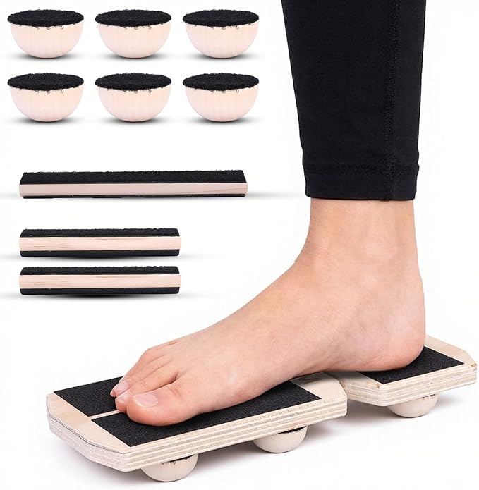 Ankle Balance Board, Non-Slip Strengthener Wood Wobble Board for Sprained, Posture Correction - Home Stability Exercises Balance Board