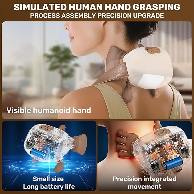 Shoulder and Neck Massager with Heat Heated Massager, Neck Massager with Fingers, Shoulder Massager with Hands, Simulates a Real Palm Massage for Comfort, Relax Muscle Tension