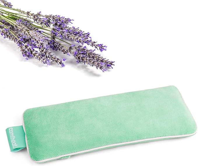 Lavender Weighted Eye Pillow - Soft Plush Removable Cover, Moist Heat & Cold Therapy, Natural Aromatherapy Eye Compress Pillow for Relaxation, Yoga, Meditation, and Sleep, Green