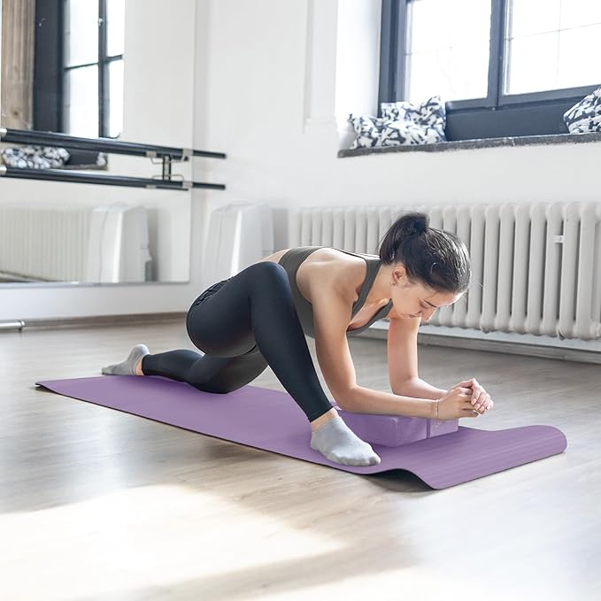 BalanceFrom 7-Piece Yoga Set with 71x24x0.5 Inches Extra Thick Mat and Carrying Sling – Includes 2 Blocks, Stretch Strap, 2 Towels, and Knee Pad for Home, Studio, and Gym Workouts