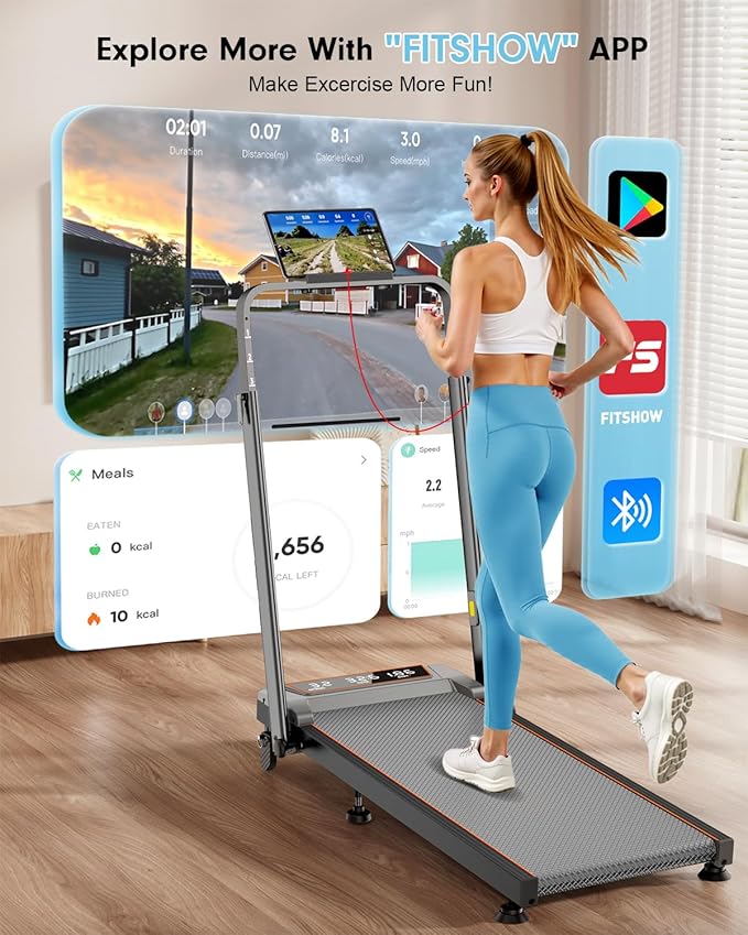 Walking Pad Treadmill with 12% Incline & Handle Bar Height Adjustable, One-click MUTE Walking Pad with Incline 3 Level, 3.5HP Foldable Walking Pad Treadmills for Home Office Small 350lbs, Remote & APP