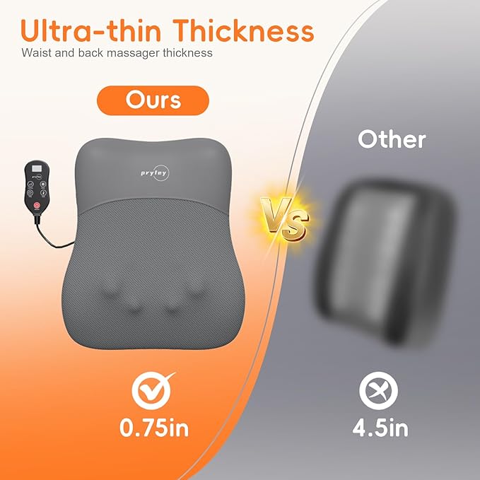 Back Massager, Rolling Up and Down Back Massager with Heat, Back Massage 4D Kneading for Pain Relief Deep Tissue, Ultrathin Shoulder Massager Mother's Day Gifts for Women Men Parents, Grey