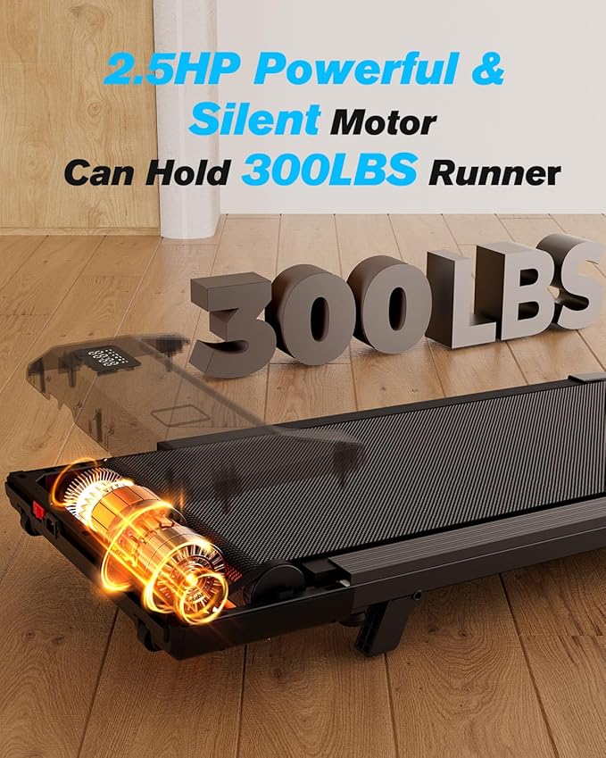 SupeRun Walking Pad, Under Desk Treadmill, 3 in 1 Portable Treadmill with Remote Control LED Display, 2.5 HP Quiet Walking Jogging Machine for Office Home Use, 300 Lbs Capacity