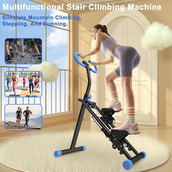 Folding Stair Stepper for Home, Vertical Climber Exercise Machine with Adjustable Handlebars & Monitor, Compact Full Body Cardio Climber for Apartment, 265 lbs Capacity