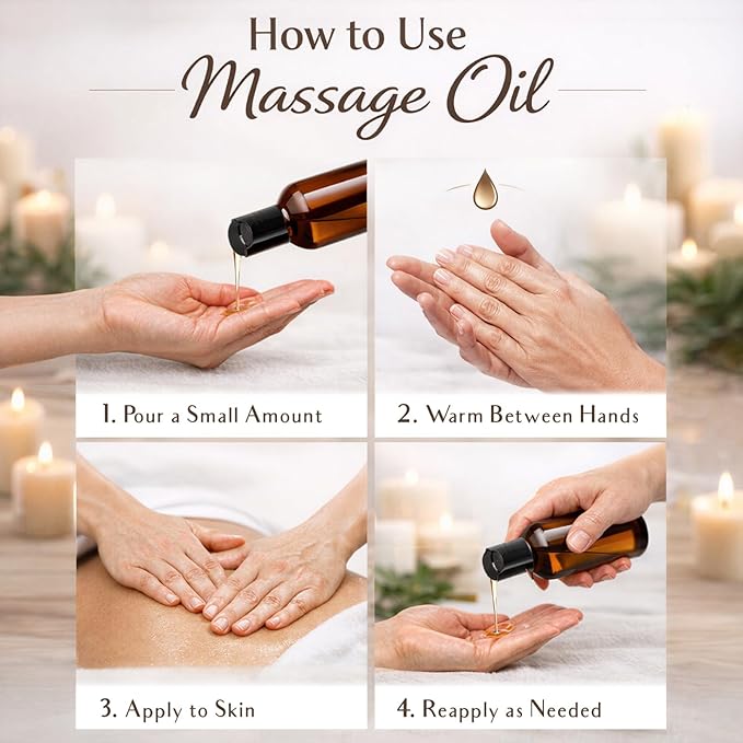 Tea Tree Massage Oil, Body Oil for Massage Therapy - Made with Jojoba, Vitamin E and Pure Essential Oil, Body & Mind Relaxation