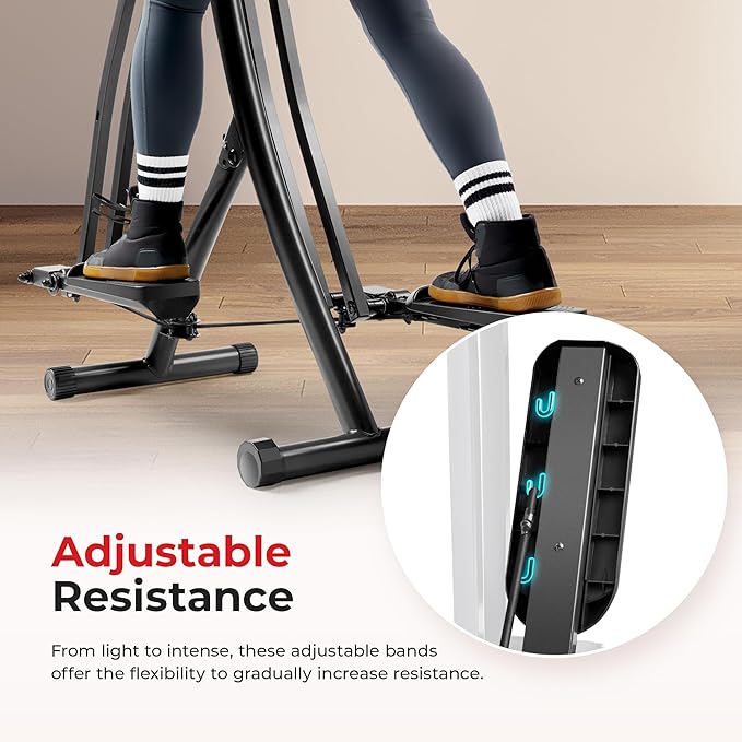 Sunny Health & Fitness Foldable Air Walk Elliptical, 30" inch Long Stride Full-Body Cardio Cross Trainer Glide Exercise for Home Office, SunnyFit App via Bluetooth with Optional Adjustable Resistance