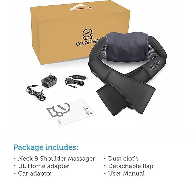 COMFIER Shiatsu Neck and Shoulder Massager,2025 Christmas Gifts for Mom Dad,White Elephant Gifts for Adults,Deep Kneading Massage Pillow with Heat, Back Massager, Pillow Massage, Black