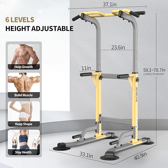 Pull Up Dip Station For Home Gym Strength Training Fitness Workout Station Chin-Ups Push-Ups Pull-Ups Dip-Ups 330LBS T055CDC