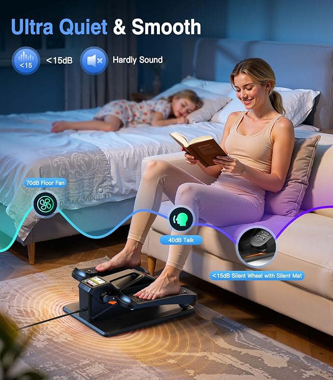 Portable Under Desk Elliptical Machine with Wireless Remote. 12 Manual & 3 Automatic Speeds. Pedal Ellipse Leg Exerciser. Leg Exerciser While Sitting for Seniors Adults Home Office