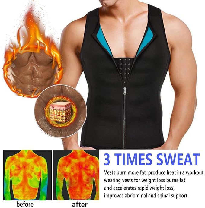 Sweat Vest for Men Neoprene Sauna Suit Corset Waist Trainer Workout Tank Tops Weight Loss Body Shaper Shirts