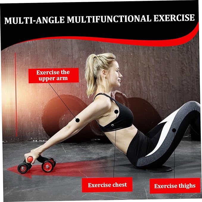 Ab Roller Automatic Rebound Abs Trainer 4 Wheels Heavy Duty Abdominal Wheel with Kneeling Mat Non-slip Low Noise Core Workout Ab Roller Wheel for Men Women