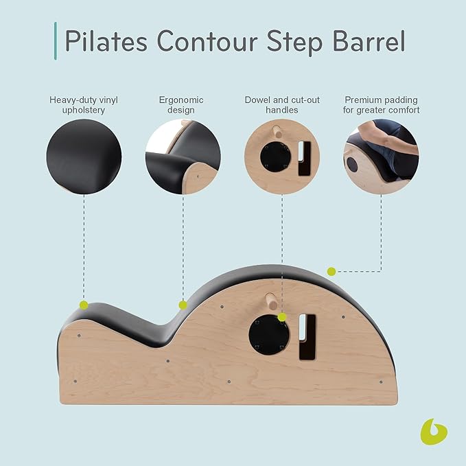 Balanced Body Contour Step Barrel, Ergonomic Spine Corrector with Curved Foam Padding, Back-Stretcher Device, Spine Stretcher, Pilates Exercise Equipment for Home Gym or Studio Use