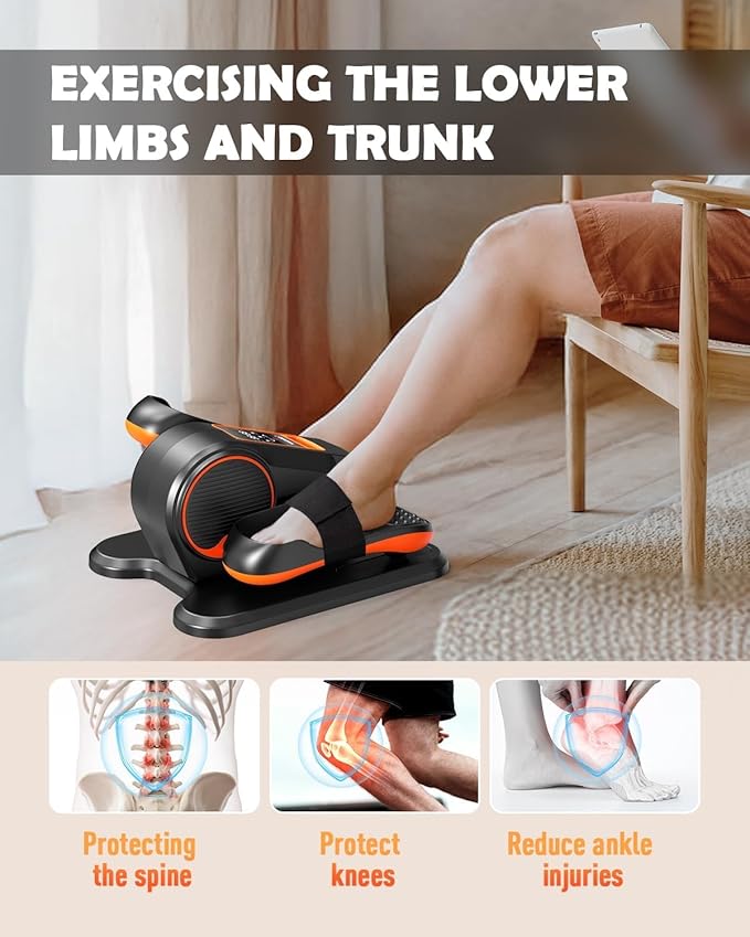 Under Desk Elliptical Machine, Electric Leg Exerciser as Seen on TV for Senior, Quiet Portable Seated Pedal Exerciser Machine with Remote Control, 12 Adjustable Speeds for Home Office