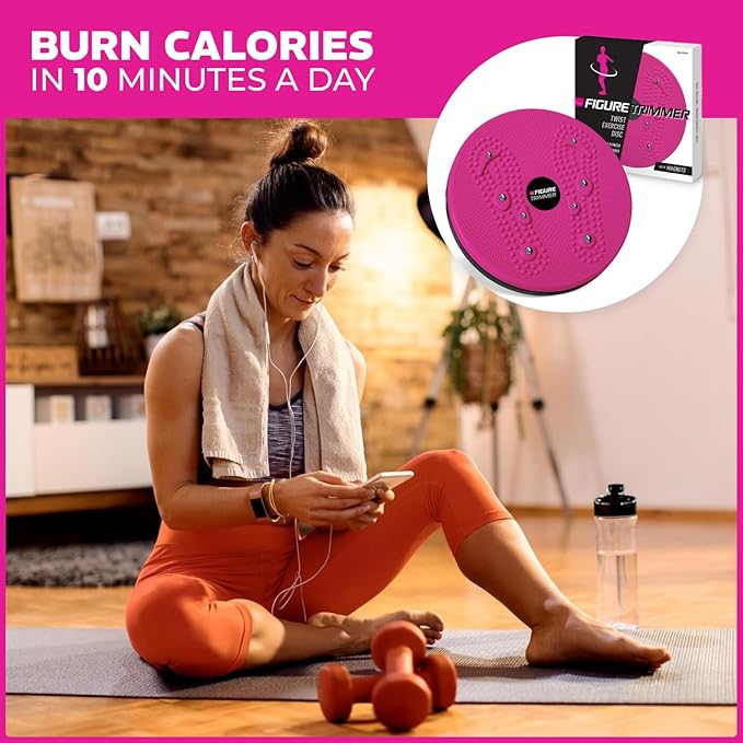 Daiwa Felicity Figure Trimmer Ab Twister Board - Waist Twister Machine for Core & Abs Exercise - Waist Twisting Fitness Tool, Dizzy Disc Twist Board for Slimming Workout with Magnets Reflexology
