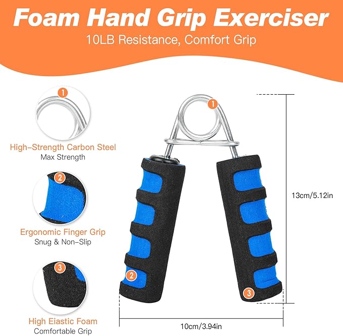 CYFIE Grip Strength Trainer Kit, Adjustable Hand Gripper Strengthener, Forearm Strengthener & Finger Exerciser Set with Finger Stretcher, Stress Ball & Grip Ring for Athletes, Rock Climbing & Rehab