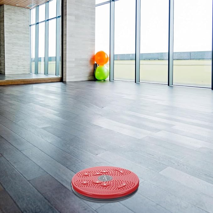 Yardwe Twist Board Fitness Device Red Rotating Waist Twisting Disc with Foot Massage for Indoor Body Shaping and Core Exercise
