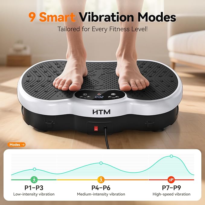 Vibration Plate Exercise Machine - 300 lbs Weight Capacity, 120 Speed Levels, 9 Workout Modes for Home Fitness, Muscle Toning & Weight Loss