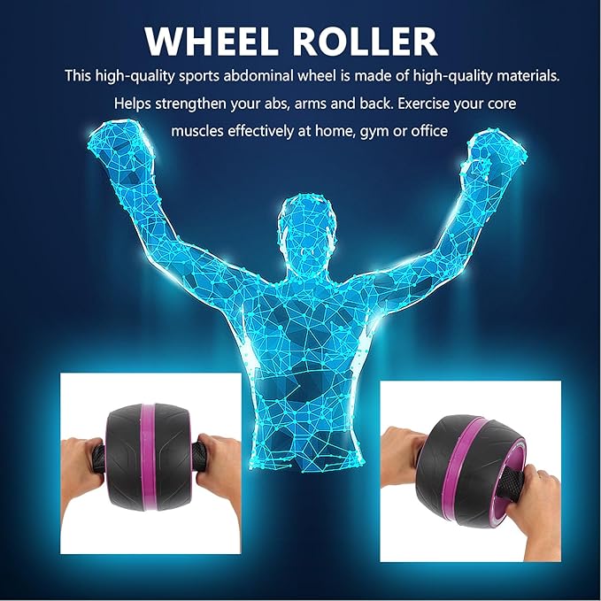 Kisangel Ab Roller Wheel Abs Fitness Equipment with Auto-return Function for Core Workout, Portable Exercise Roller Wheel for Home Gym Abdominal Strength Training
