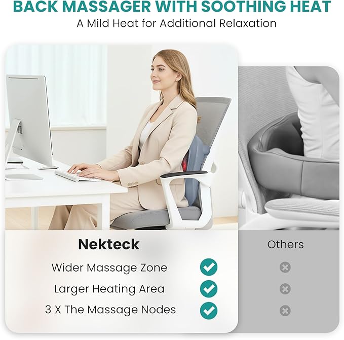Nekteck Foot Massager with Heat, Heated Foot Massager for Plantar Fasciitis, Pain Relief and Circulation, Shiatus Electric Under Desk Feet Massager Machine, Gifts for Men Woman Him Her Mon Birthday
