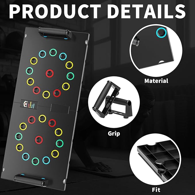 Multi-Functional Push-Up Plate. Portable and Foldable Push-up Board with Handle for Muscle Building and Strength Training