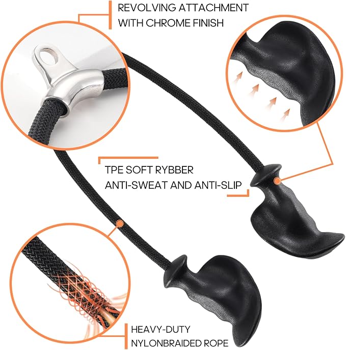 Tricep Rope Pull Down Attachment with Ergonomic Handles,Triceps Rope for Cable Machine Pulley System,Home Gym Accessories