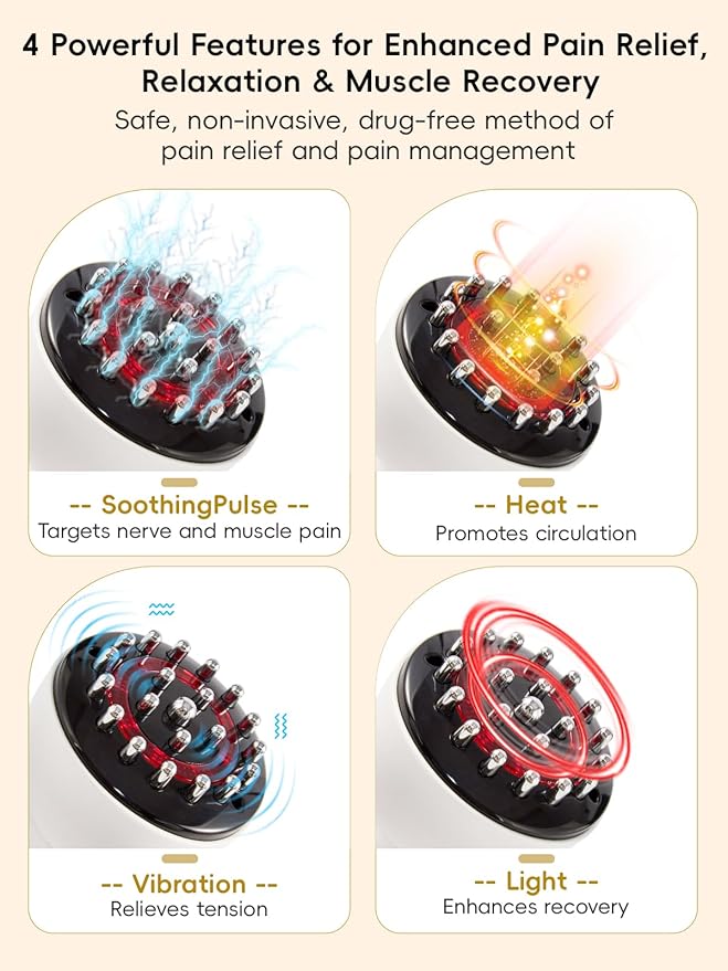 Sciatica Pain Relief Devices – Deep Tissue Massager with Multi-Mode Technology, Heat & Light, Targeted Relief for Sciatic Nerve & Lower Back Pain (White)