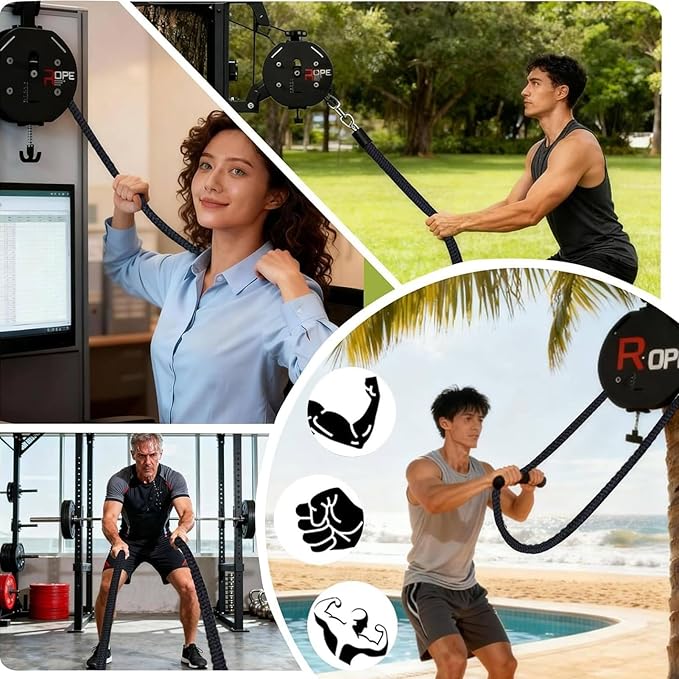 Endless Rope Trainer, Suspension Pulley Cable Machine with Adjustable Resistance, Pull Rope Fitness Training Equipment, for Physical Training