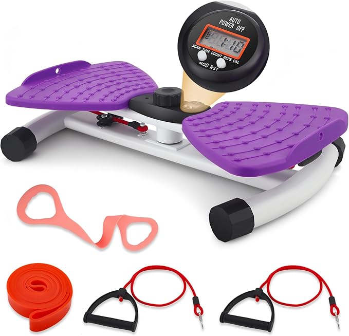Waist Twister Machine Exercise, Ab Twister Board with LED Digital Display Track Time, Reps, 330 lbs Capacity Calories Noiseless Waist Twisting Fitness Tool with Resistance Bands And Elastic Bands