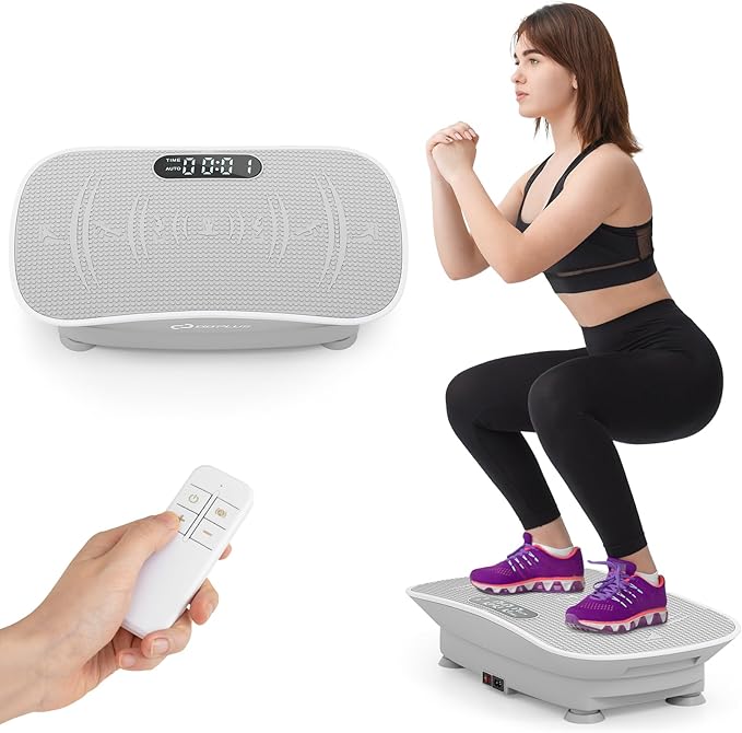 Goplus Vibration Plate Exercise Machine, Vibrating Platform for Lymphatic Drainage w/Remote, LED Display, Home Workout Full Body Shake Board for Weight Loss