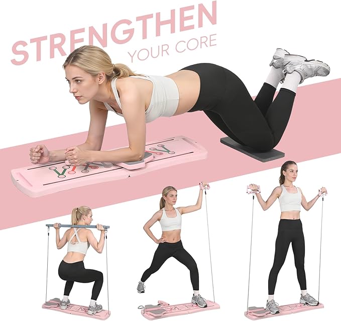 Pilates Board, Foldable Pilates Reformer for Home, Multifunctional Abdominal Trainer, Pilates Machine for Home Workout, Non Slip Lightweight Core Trainer for Plank Crunch Push Up