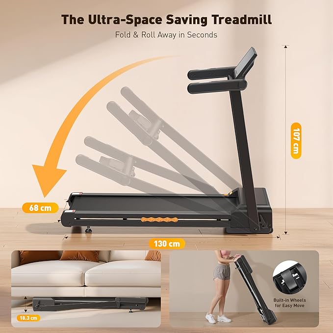 JAGJOG Treadmill for Home with Auto Incline, 3.5-4.5 HP Foldable Treadmill, 12 HIIT Programs,15"-18" Wide LED Touchscreen, Smart App & Heart Rate, 300-400LBS Capacity, Fully Assembly