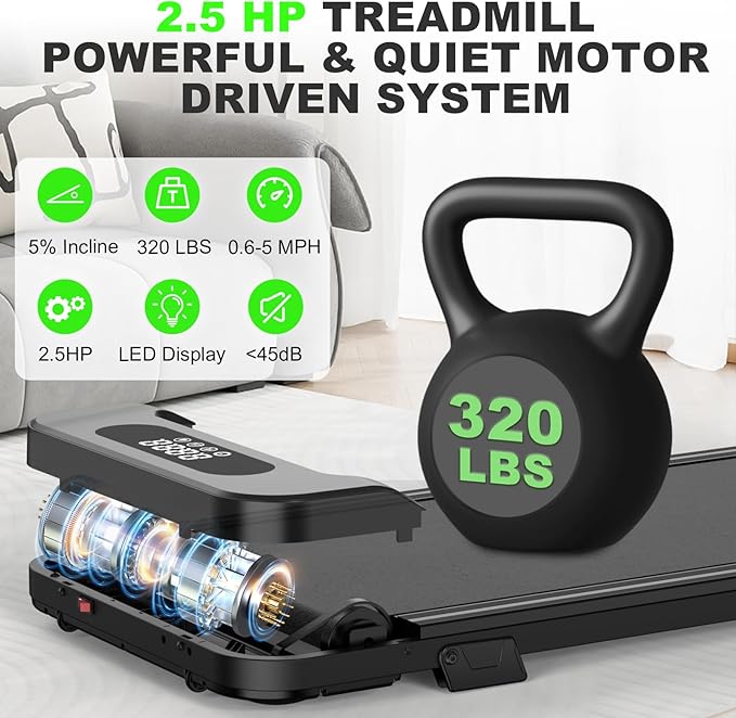 Incline Walking Pad with Handle Bars, 3.5HP Foldable Portable Treadmills for Home Office, Low Noise <40dB Under Desk Treadmill with 330LB Capacity, Wide Running Belt with Remote Control & LED Display