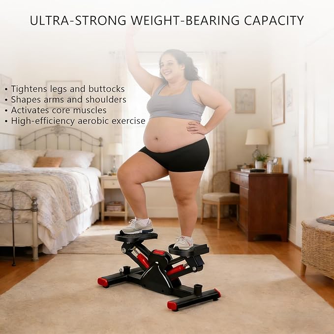 Rock Stepper Step Rocker Side to Side Low-Impact, Compact Side Stepper with Resistance Bands and Digital Display, Suitable for Full-Body Fitness