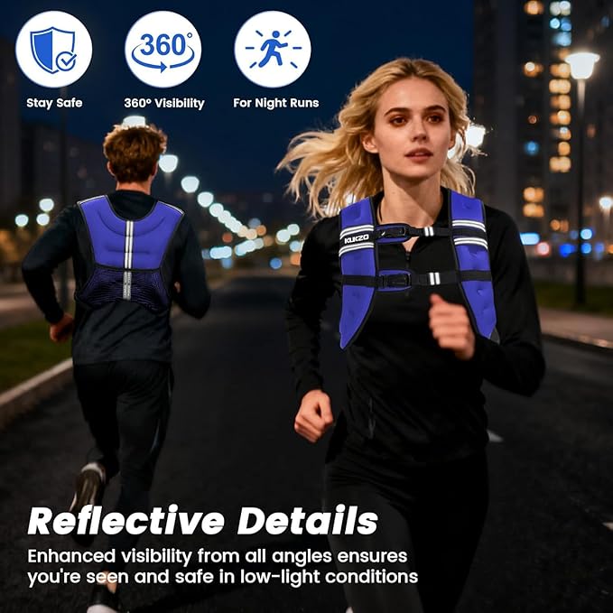 Weighted Vest Woman, 6/8/12/16/20/25/30 Lb Unisex Reflective Strength Training Weight Vest For Running, Jogging, Cardio & Workouts