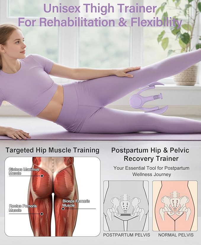 Pelvic Floor Exercise Devices 15-70 LB Adjustable Pelvic Floor Trainer Women Men, Kegel Exercise Equipment Inner Thigh Exerciser for Postpartum Recovery, Thigh and Pelvic Trainer with Band