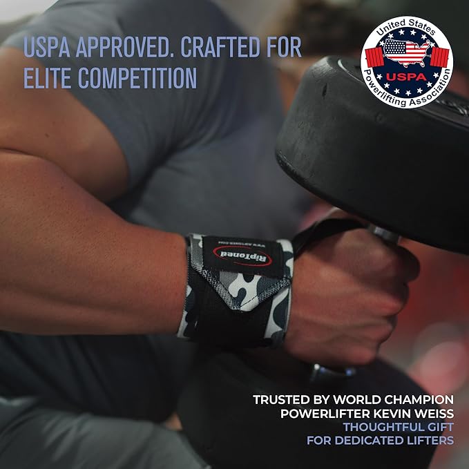 Rip Toned Wrist Wraps for Weightlifting – USPA & USAPL Approved 18" Wrist Straps for Powerlifting – Adjustable, Durable Gym Wraps with Thumb Loop – Quality Support for Men & Women