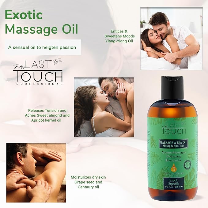 Exotic Sensual Massage Oil for Couples Sexual - Massage Oils for Date Night - Massage Oil for Massage Therapy - Aromatherapy Oil for Intimate Moments - Aphrodisiac Oil - 8.45 Fl Oz