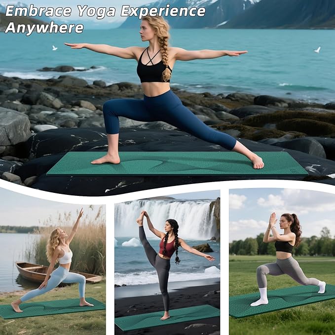 ILILI Yoga Mat, 72x25×0.3 Inch, TPE Exercise Mat, Tear-Resistant, Fitness Yoga Mat with Carrying Strap, Ideal for Yoga, Pilates, Home Workouts, Stretching & All Fitness Routines