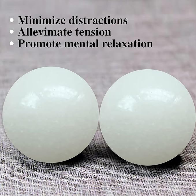 Natural Marble Baoding Chinese Meditation Balls, Stress Relief Hand Exercise Therapy Set, White X-Large-2"